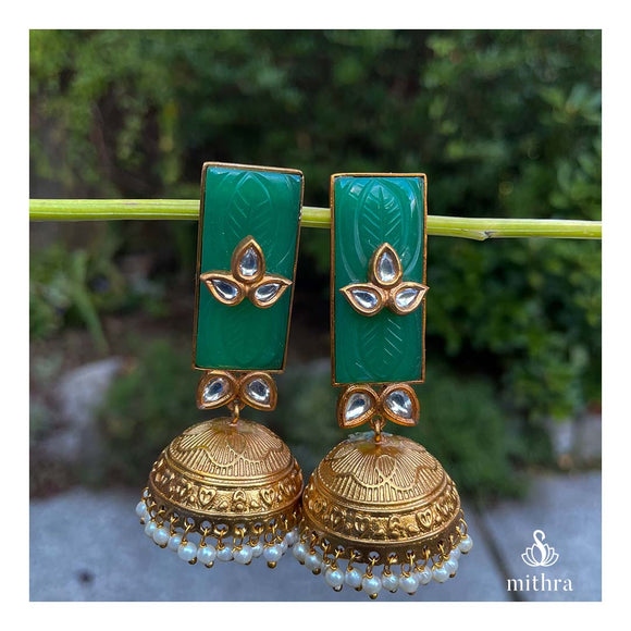 Carved Stone Jhumkas
