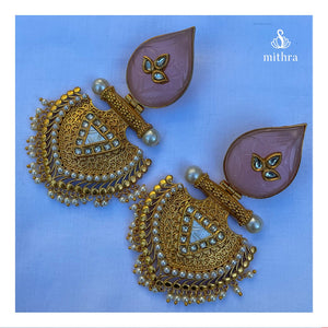 Statement Carved Stone Fusion Earrings