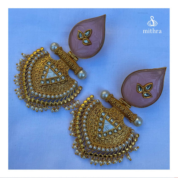 Statement Carved Stone Fusion Earrings