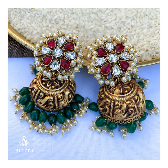 Antique Oversized Jhumka Earrings