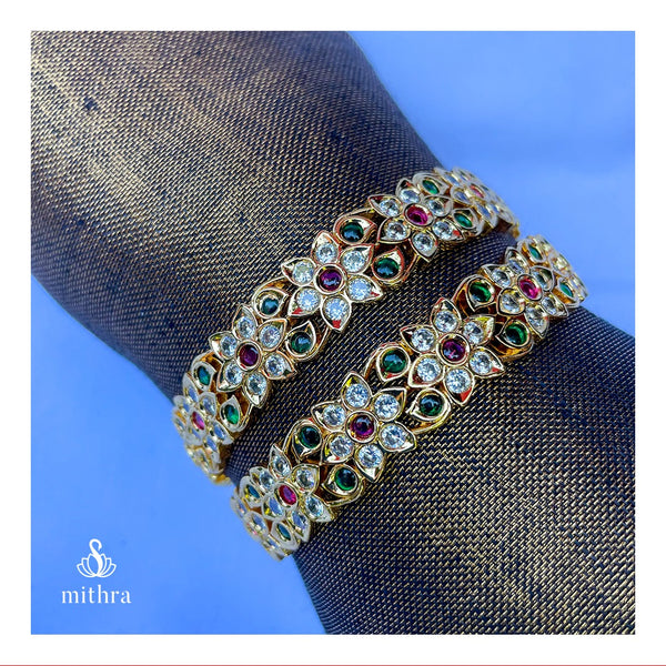 Uncut Diamond and Kemp Stone Bangles www.mithracollections