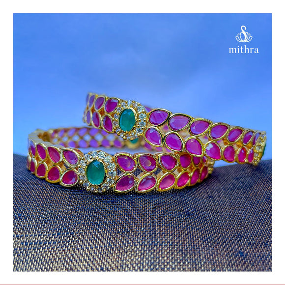 Ruby Pink Stone Bangles