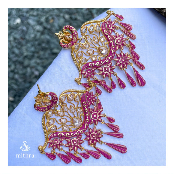 Pink Meenakari Earrings
