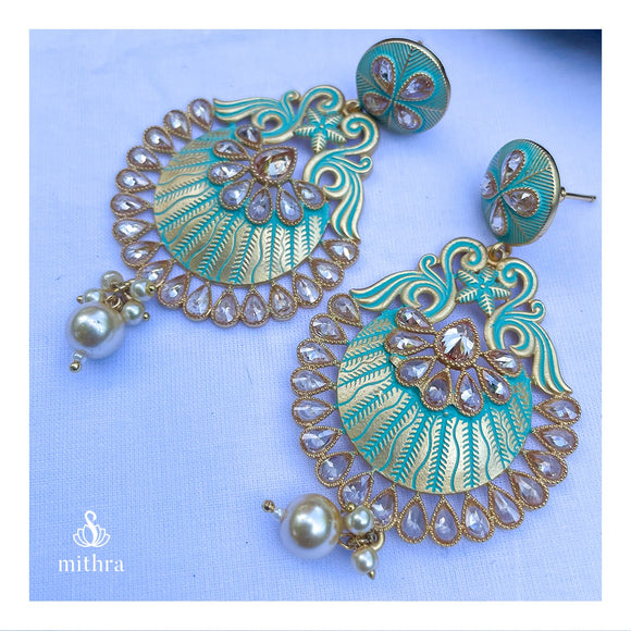 Green Meenakari Earrings