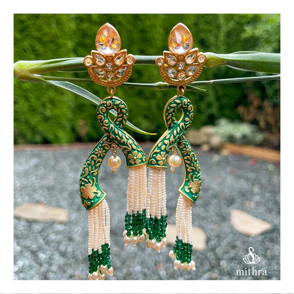 Fusion Beaded Long Earrings
